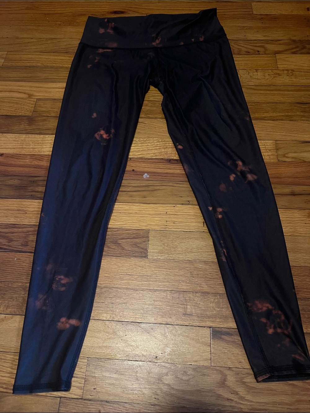 teeki Black Leggings with Rust Tie-Dye Spots